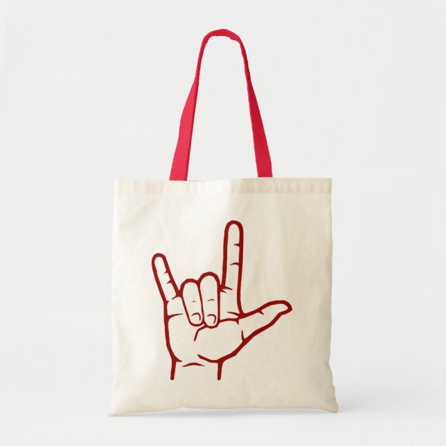 Bolsa Tote Saco vermelho do ASL eu te amo (Frente)