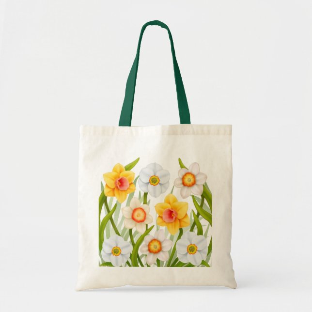 Bolsa Tote Sacola alegre dos Daffodils do primavera (Frente)