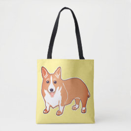 Bolsa Tote Sacola amarela feliz do Corgi de Galês