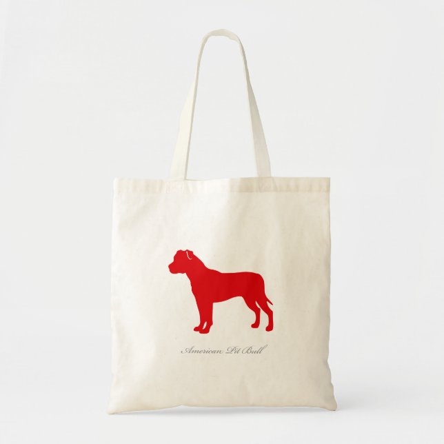 Bolsa Tote Sacola americana do pitbull (silhueta vermelha) (Frente)