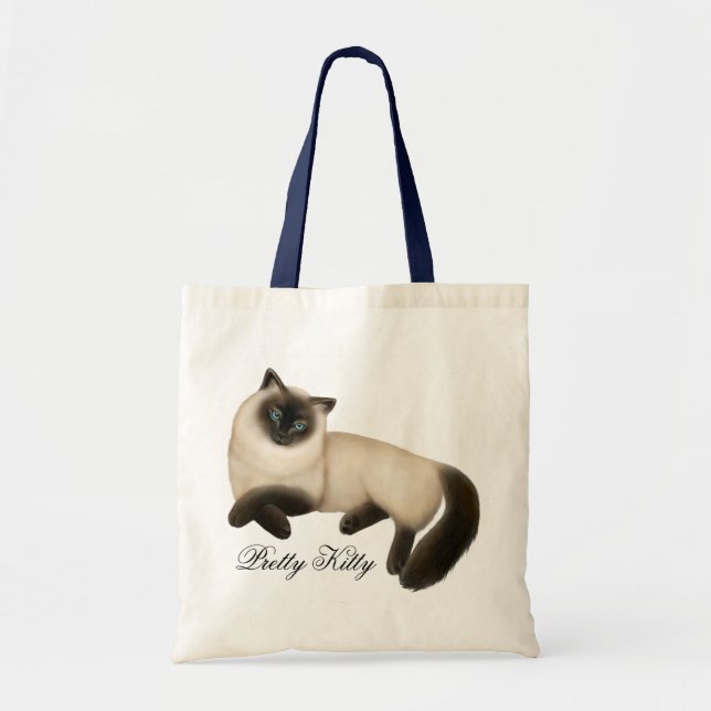 Bolsa Tote Sacola amigável do gato Siamese (Frente)