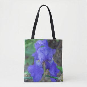 Bolsa Tote Sacola azul da flor da íris