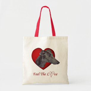 Bolsa Tote Sacola azul do cão do coração do amor do galgo