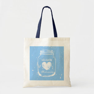Bolsa Tote Sacola azul do casamento do frasco de pedreiro