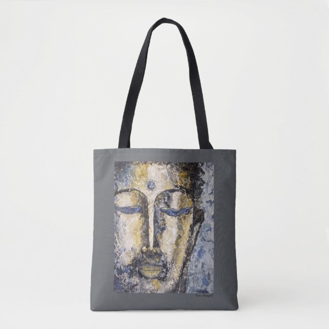 Bolsa Tote Sacola azul do impressão da arte da aguarela de (Frente)