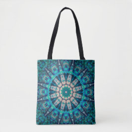 Bolsa Tote Sacola azul do impressão da mandala toda sobre -