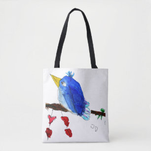 Bolsa Tote Sacola azul do pássaro