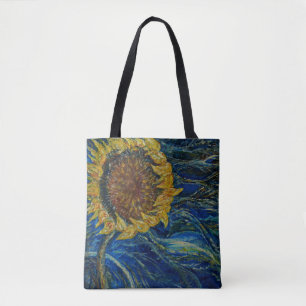 Bolsa Tote Sacola azul fundida girassol da arte da pintura