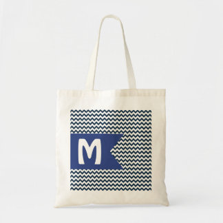 Bolsa Tote Sacola azul profunda do orçamento do monograma de