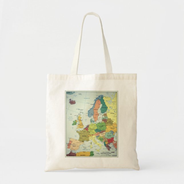 Bolsa Tote Sacola básica do mapa de Europa (Frente)