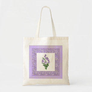 Bolsa Tote Sacola bonito do orçamento: Violetas e guingão