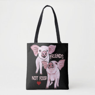 Bolsa Tote Sacola bonito dos porcos da comida dos amigos não
