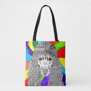 Bolsa Tote Sacola bonito e colorida da caniche
