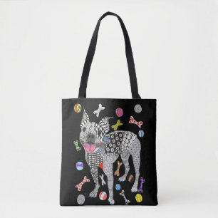 Bolsa Tote Sacola bonito e colorida de Boston Terrier