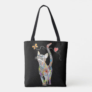 Bolsa Tote Sacola bonito e colorida do gato