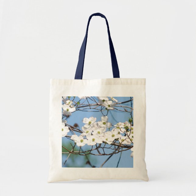 Bolsa Tote Sacola branca da flor do Dogwood (Frente)