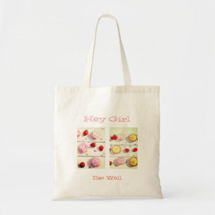 Bolsa Tote Sacola branca do orçamento com tortas/cupcakes