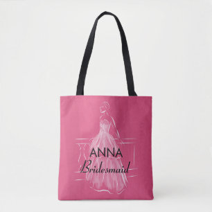 Bolsa Tote Sacola branca elegante do chá de panela do vestid