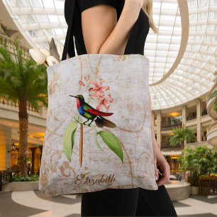 Bolsa Tote Sacola colorida Monogrammed do colibri