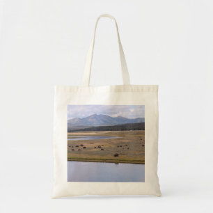 Bolsa Tote Sacola com a foto do bisonte, das montanhas & do
