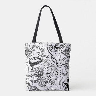 Bolsa Tote Sacola com Vibrações de Verão Tiki para Compras
