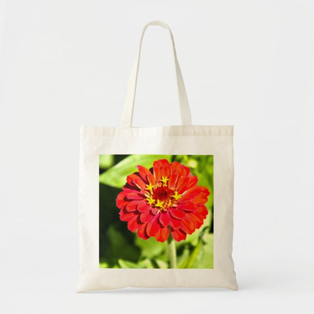 Bolsa Tote Sacola com Zinnia vermelho (Frente)
