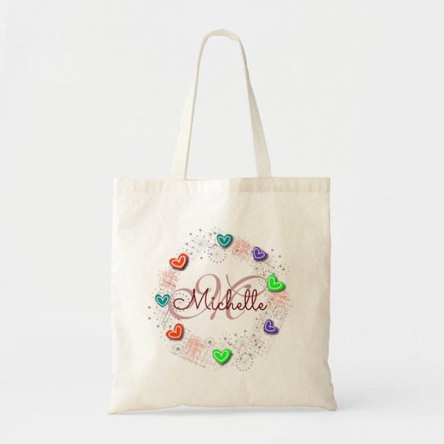 Bolsa Tote Sacola conhecida personalizada do monograma (Frente)