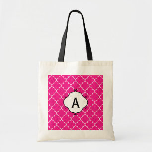 Bolsa Tote Sacola cor-de-rosa brilhante do monograma