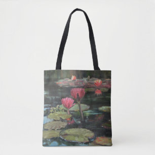 Bolsa Tote Sacola cor-de-rosa da lagoa do lírio