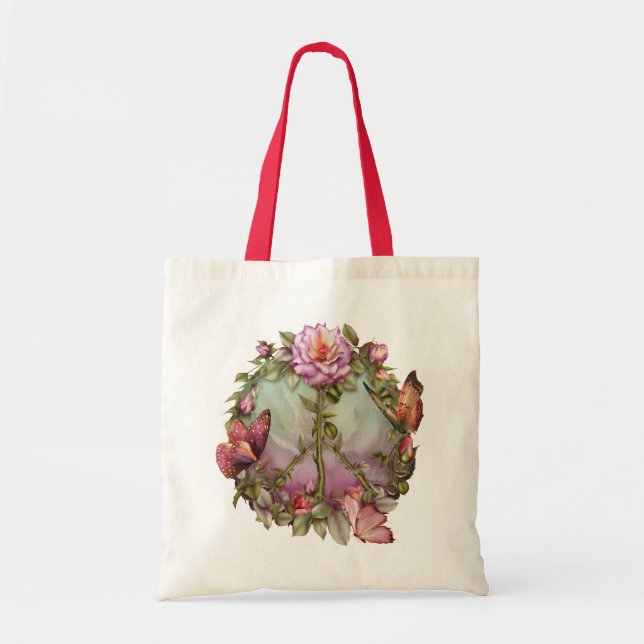 Bolsa Tote Sacola cor-de-rosa da paz (Frente)
