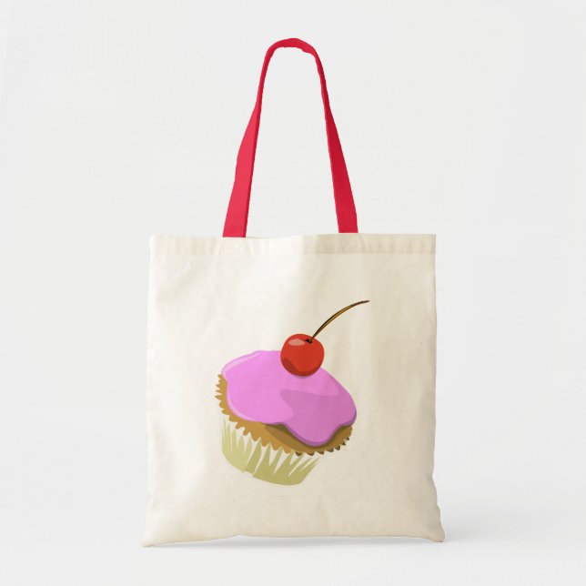 Bolsa Tote Sacola cor-de-rosa do cupcake (Frente)