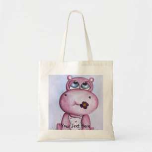Bolsa Tote Sacola cor-de-rosa do hipopótamo