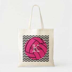 Bolsa Tote Sacola cor-de-rosa do voleibol do monograma