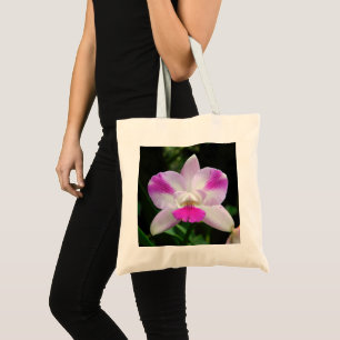 Bolsa Tote Sacola cor-de-rosa e branca da orquídea