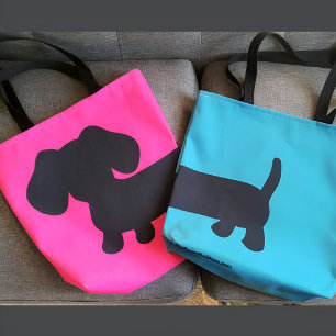 Bolsa Tote Sacola cor-de-rosa e preta do Dachshund