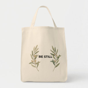 Bolsa Tote Sacola Cristã de Oliva Minimalista 'Fique Calmo'