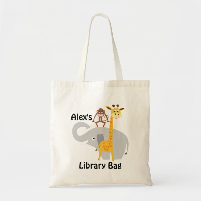Bolsa Tote Sacola da biblioteca dos animais da selva dos (Frente)