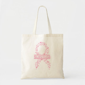 Bolsa Tote Sacola da fita do rosa do sobrevivente do cancro