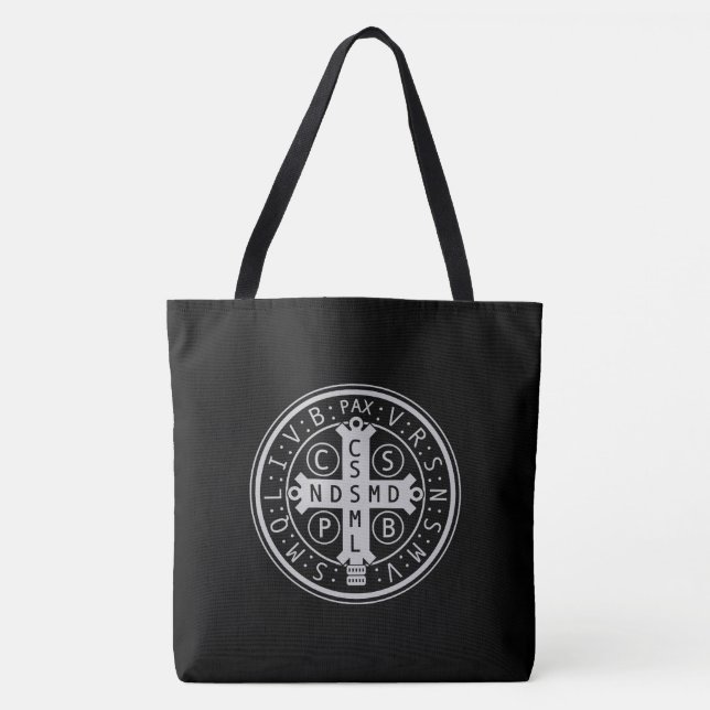 Bolsa Tote Sacola da medalha do St. Benedict (Frente)