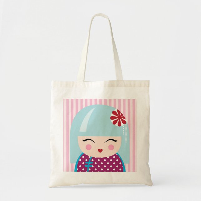 Bolsa Tote Sacola da menina de Kokeshi (Frente)