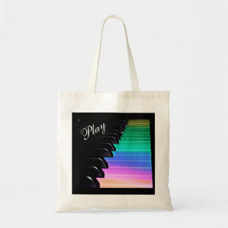 Bolsa Tote Sacola da música do arco-íris do piano do jogo