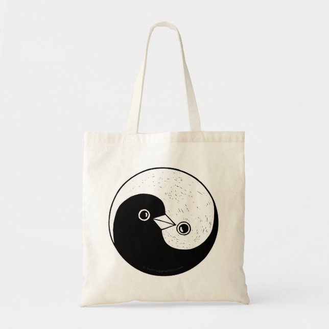 Bolsa Tote Sacola da paz das pombas de Yin Yang (Frente)