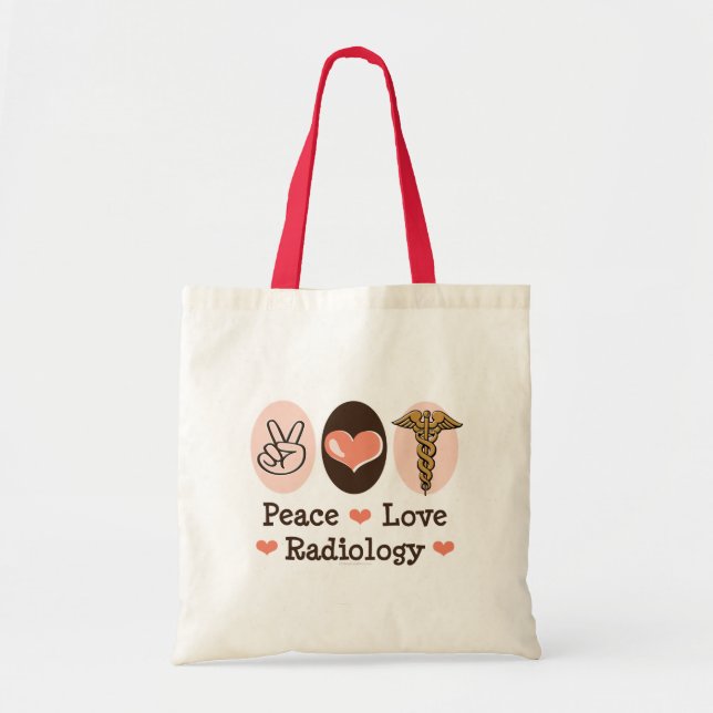 Bolsa Tote Sacola da radiologia do amor da paz (Frente)