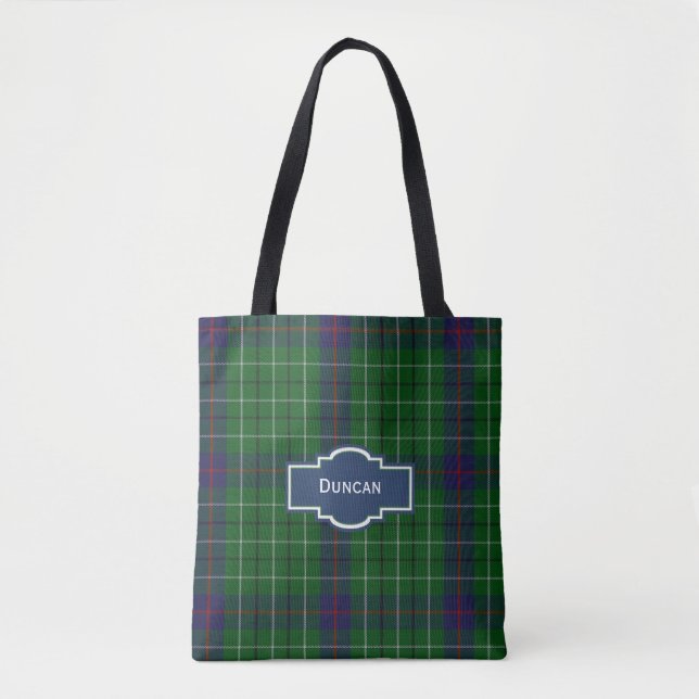 Bolsa Tote Sacola da xadrez de Tartan de Duncan (Frente)