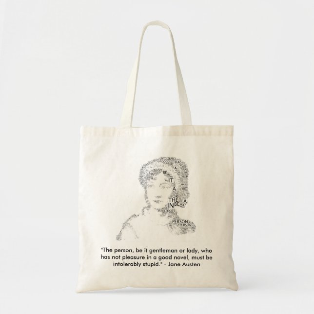 Bolsa Tote Sacola das citações de Jane Austen (Frente)