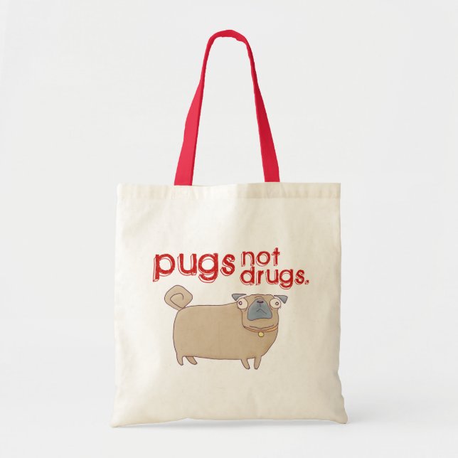 Bolsa Tote Sacola das drogas dos Pugs não (Frente)