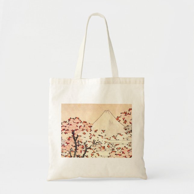 Bolsa Tote Sacola das flores de cerejeira de Hokusai Monte (Frente)