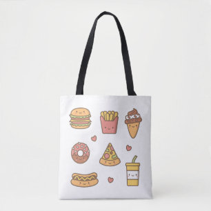 Bolsa Tote Sacola das meninas da comida lixo de Kawaii