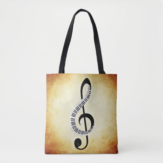 Bolsa Tote Sacola das notas musicais (Frente)