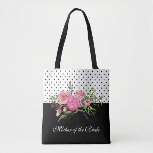 Bolsa Tote Sacola das peônias e dos pontos da aguarela